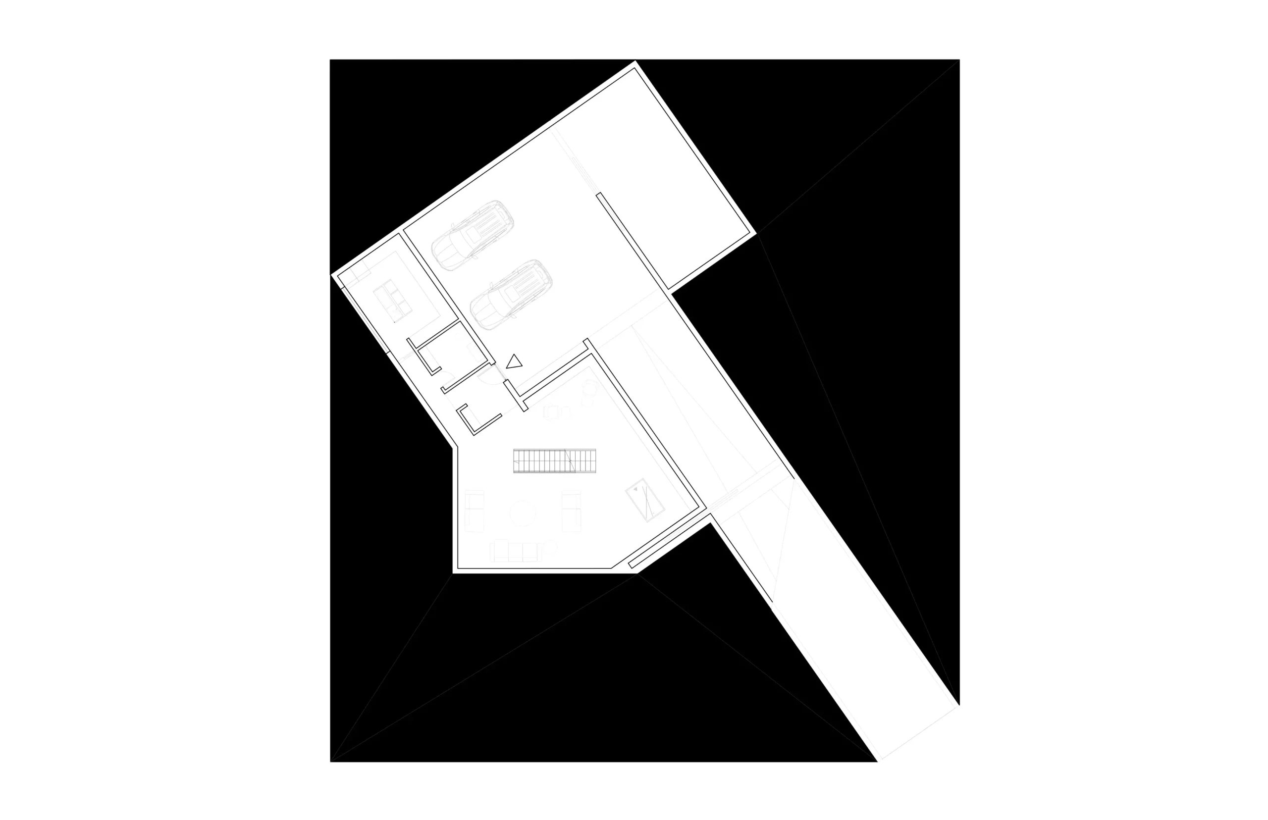 Spline House - Cabine spline plan sous-sol Dot.architecture